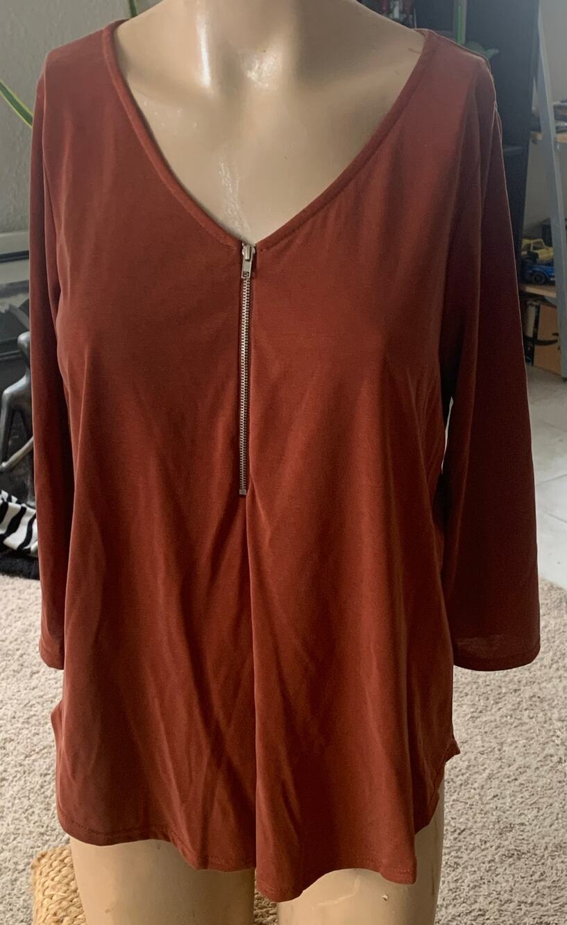 Green Envelope - Orange zip dress shirt sz M - NWT